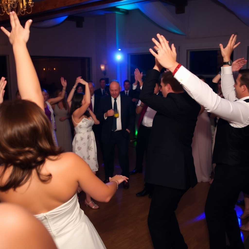wedding reception dance floor guests dancing celebration
