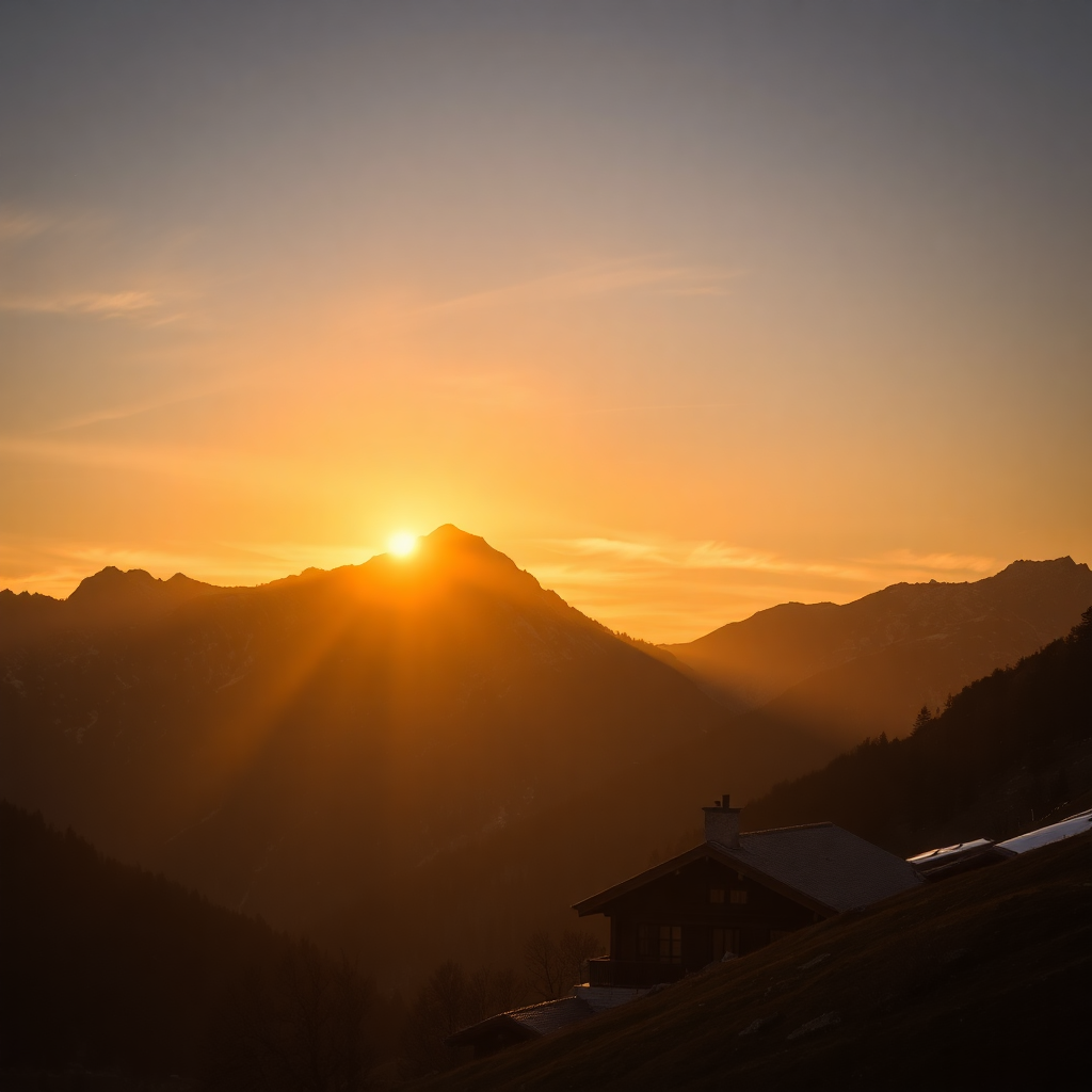 Andorra mountain landscape at sunset