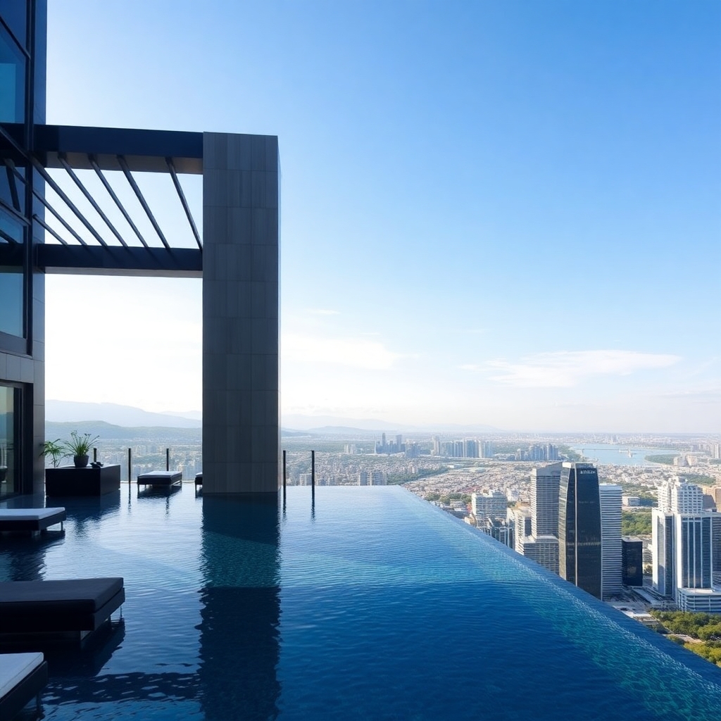 luxury hotel infinity pool overlooking city