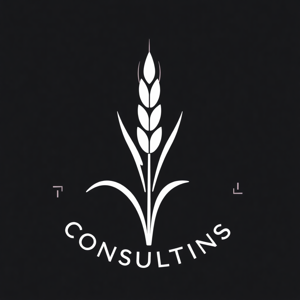 agricultural consulting firm logo with wheat symbol and professional design