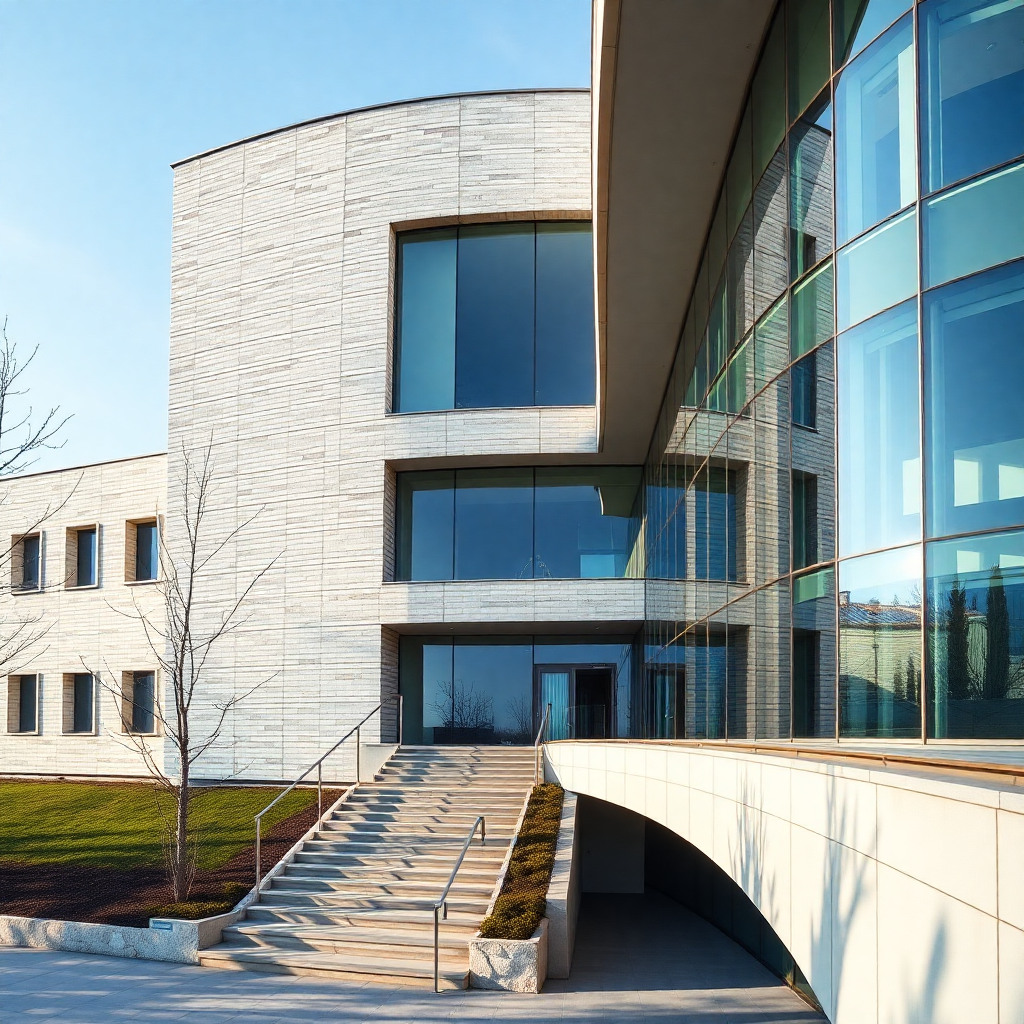 Croatian research institution building, modern architecture, professional photography