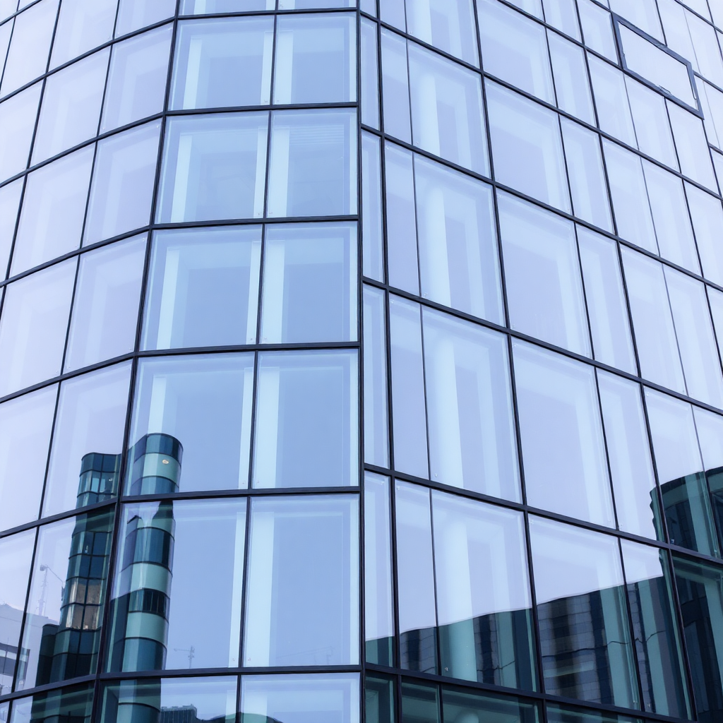 corporate office building glass facade detail