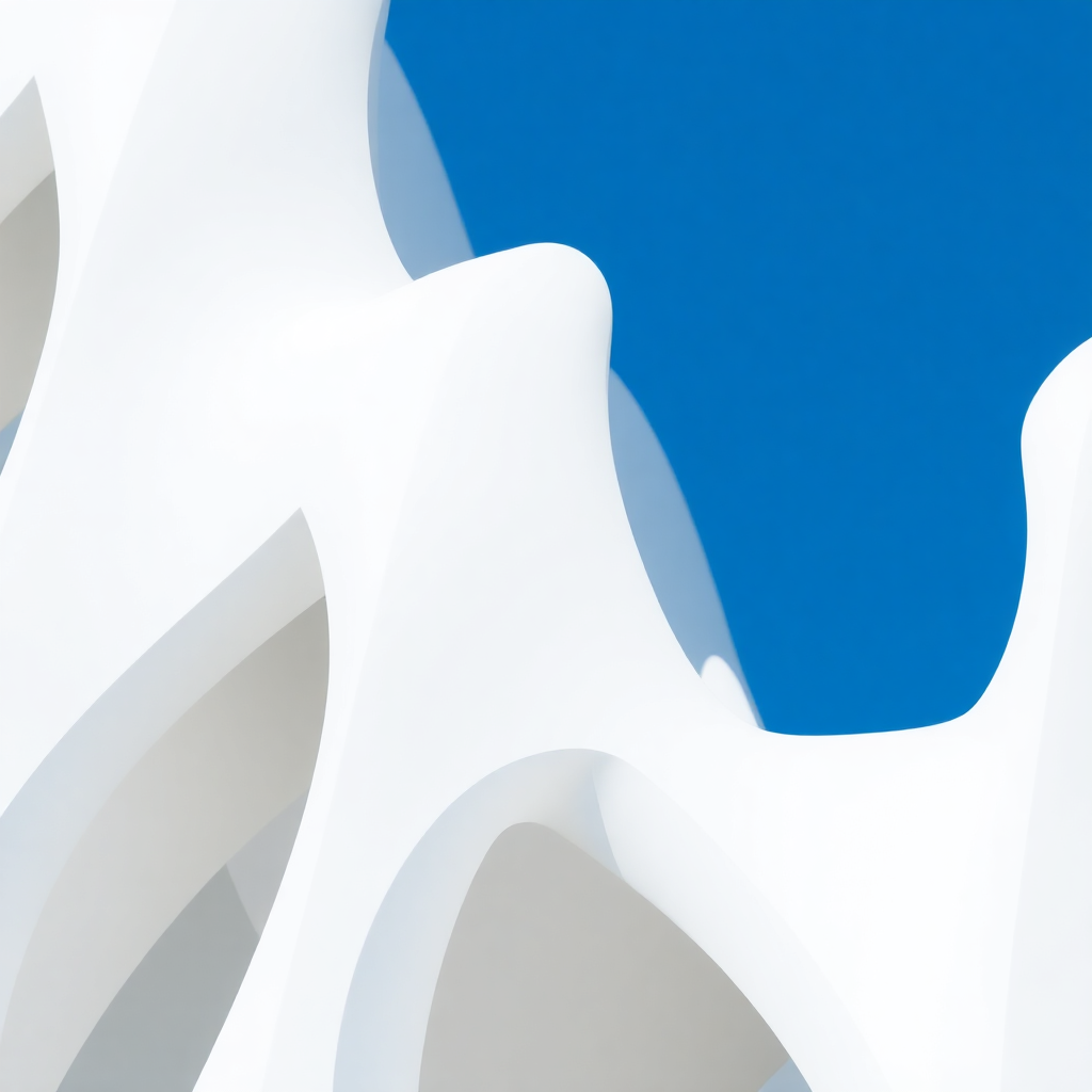 abstract geometric architectural pattern in white and blue