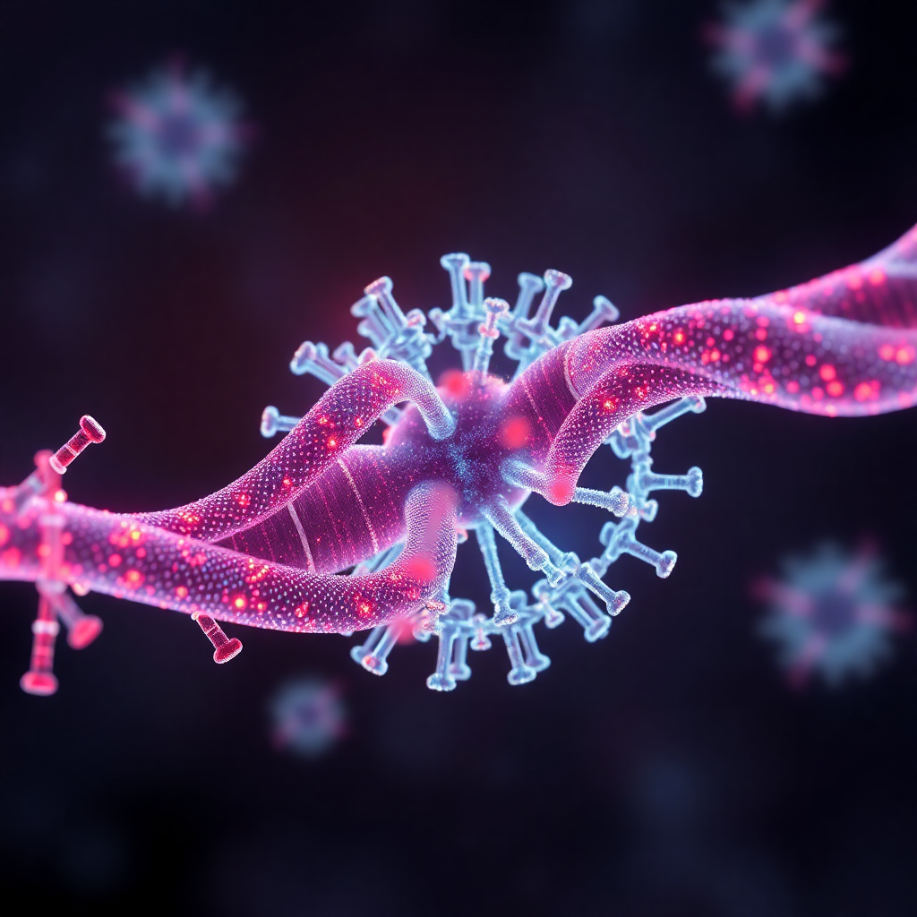 CRISPR gene editing technology visualization, futuristic and abstract, digital art