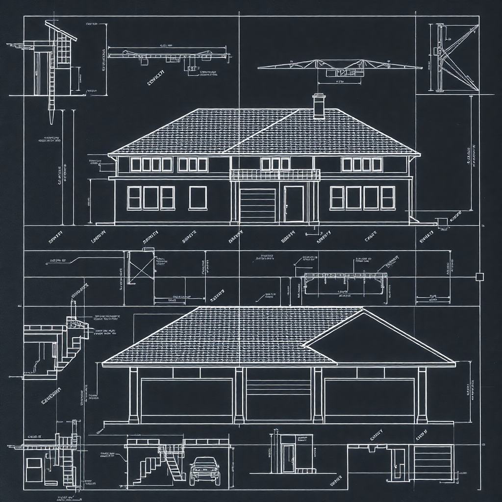 construction blueprints technical drawings architectural plans patterns dark background