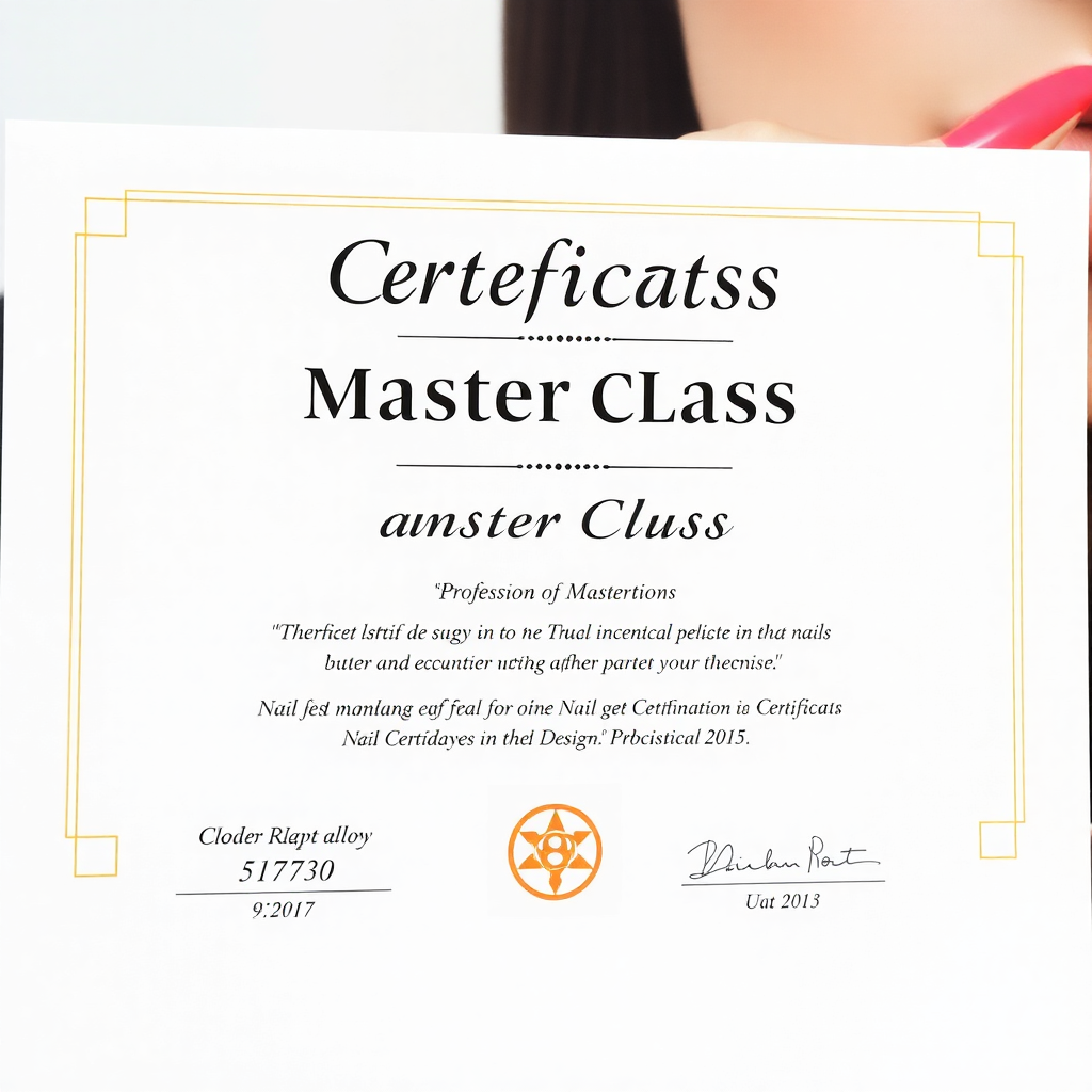 nail design masterclass certificate, professional education document