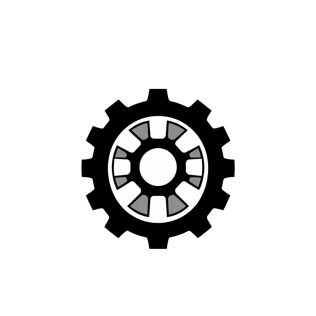 manufacturing company logo without background, industrial gear symbol