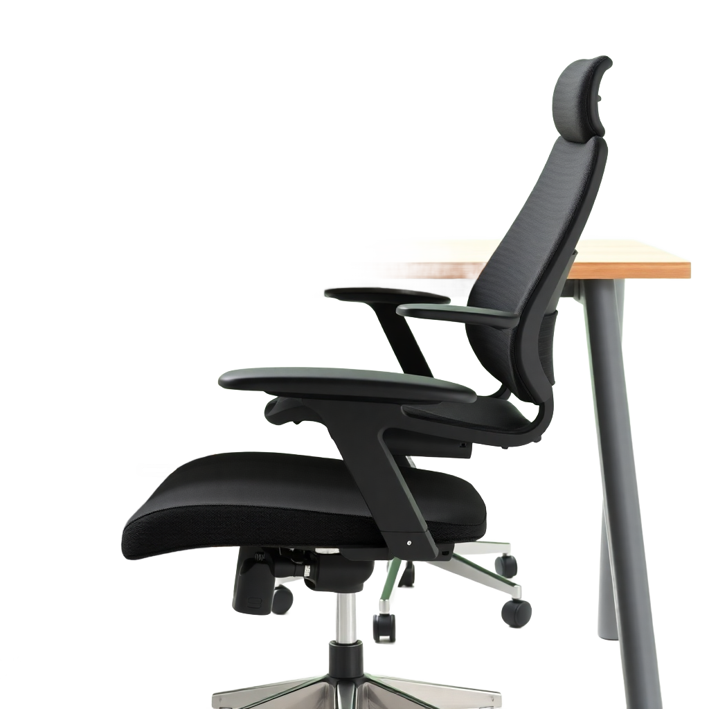 office desk chair ergonomic product shot, black, modern