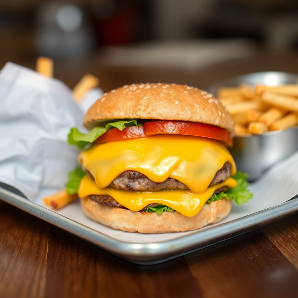 double cheeseburger with melted cheddar