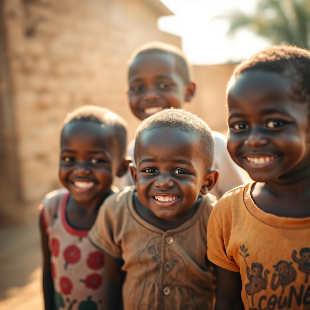 African children smiling at orphanage in Touba Senegal