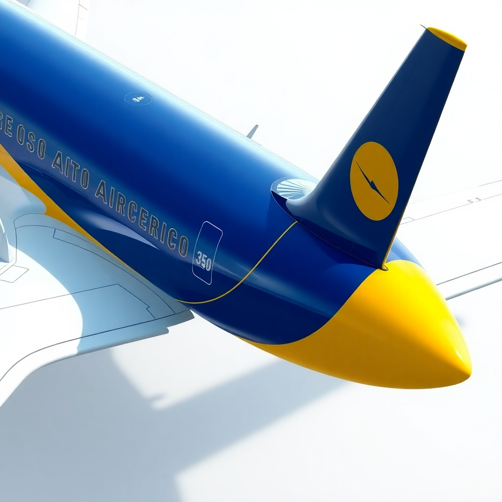 Airbus A350 aircraft modern livery Lufthansa airline blue yellow realistic detailed