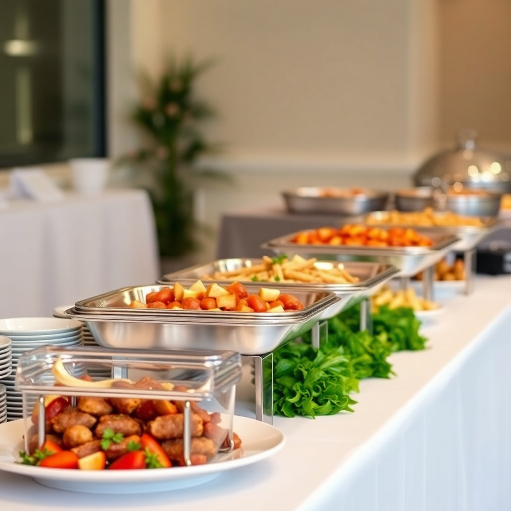 catering service setup for events, professional food service, banquet preparation