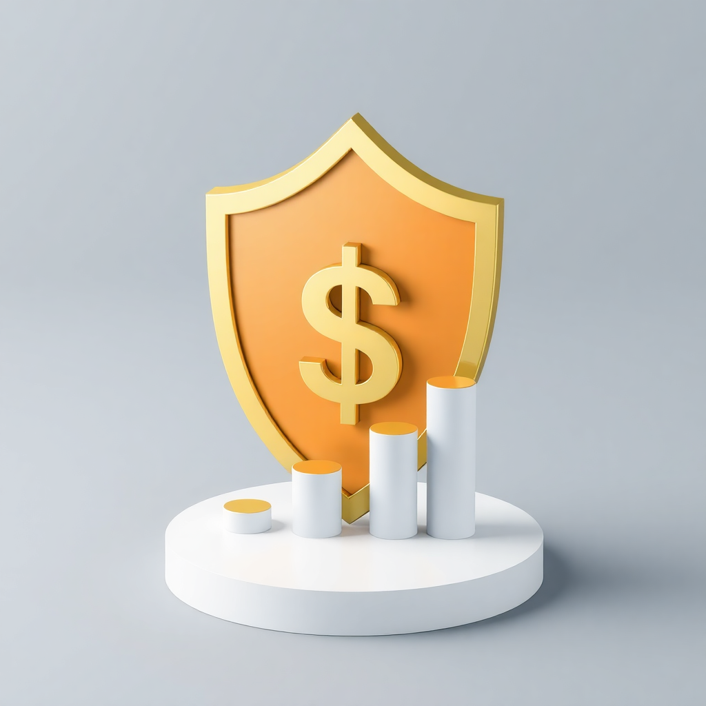 Ilustración de protección financiera y ahorro con estilo moderno y colores suaves