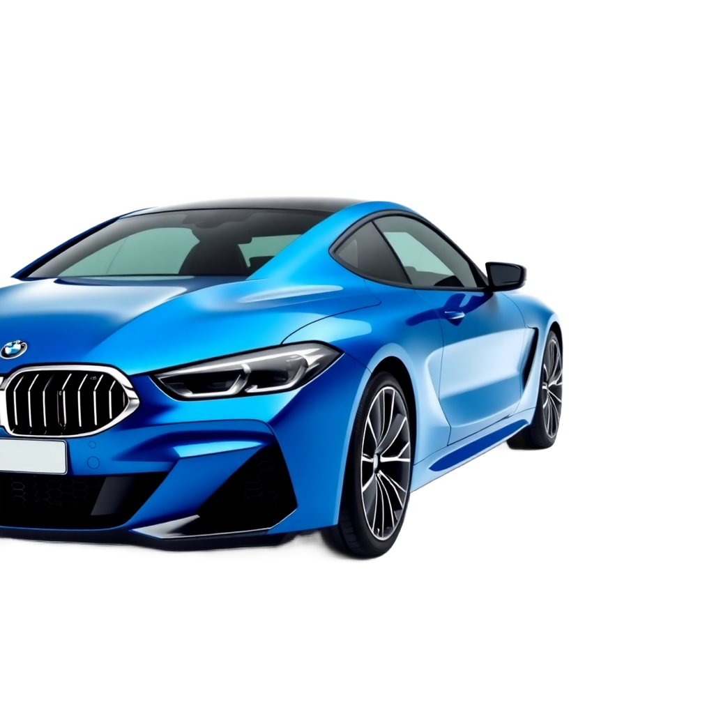 bmw 8 series gran coupe blue side profile luxury car studio shot minimal white background