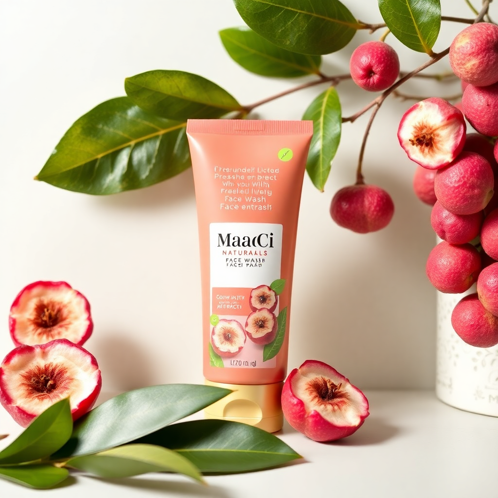 MaaCi Naturals Anti-Acne Face Wash with neem and litchi extract, herbal skincare product