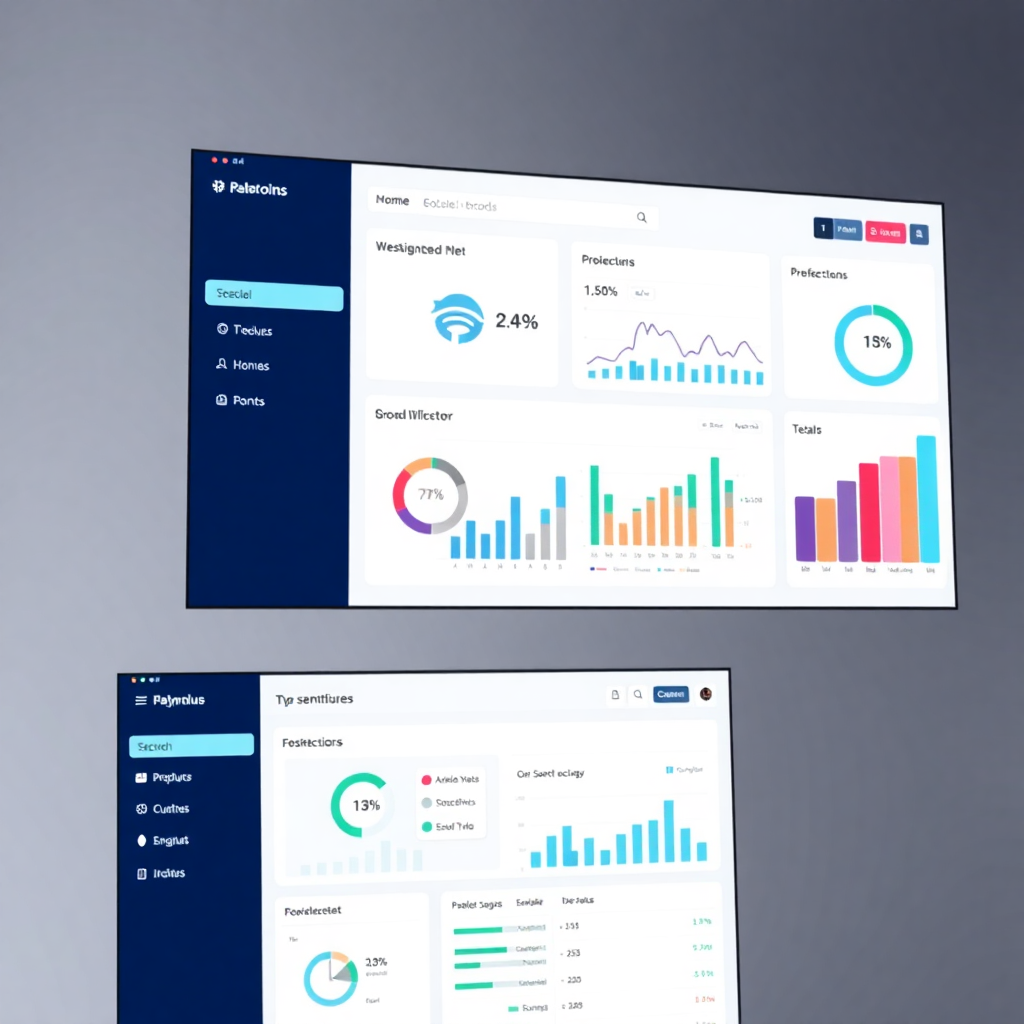 business management software interface, dashboard design, data visualization, enterprise solution