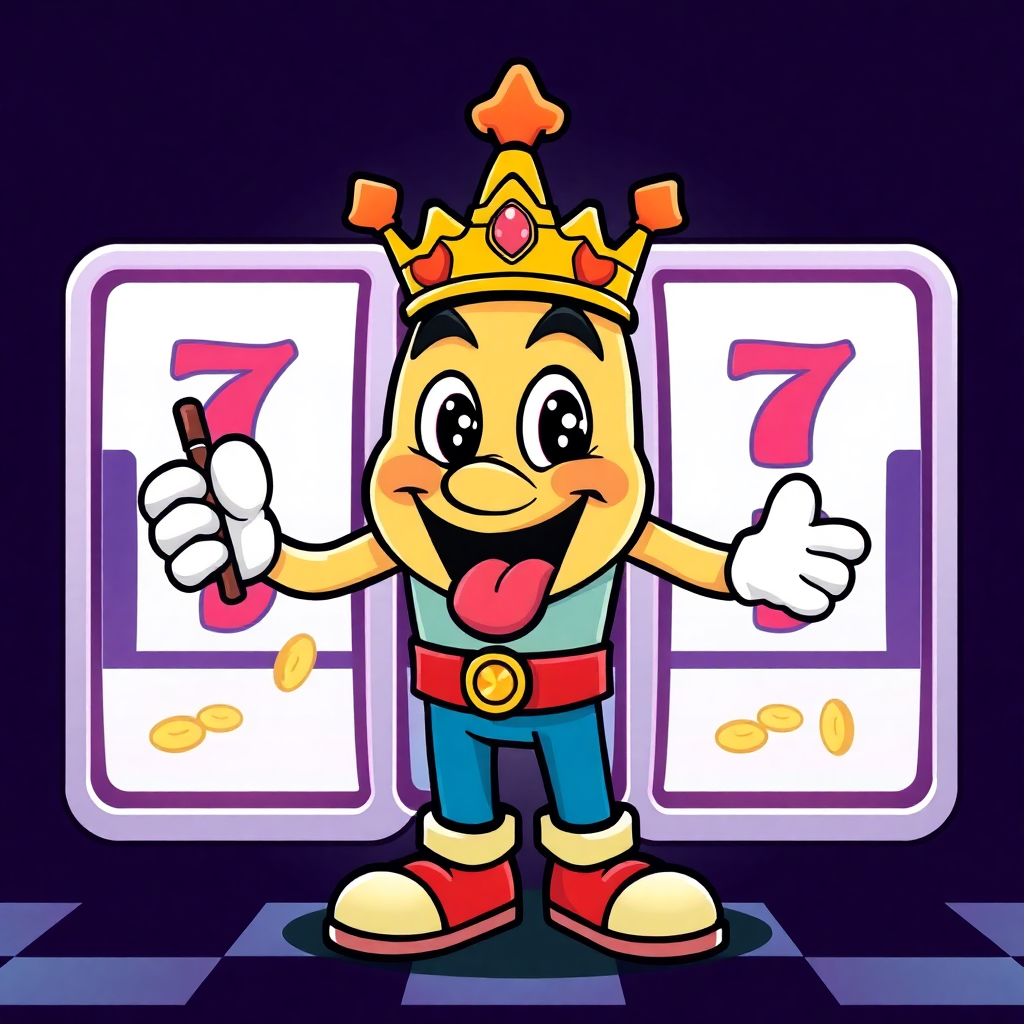 cartoon style slot machine mascot colorful fun