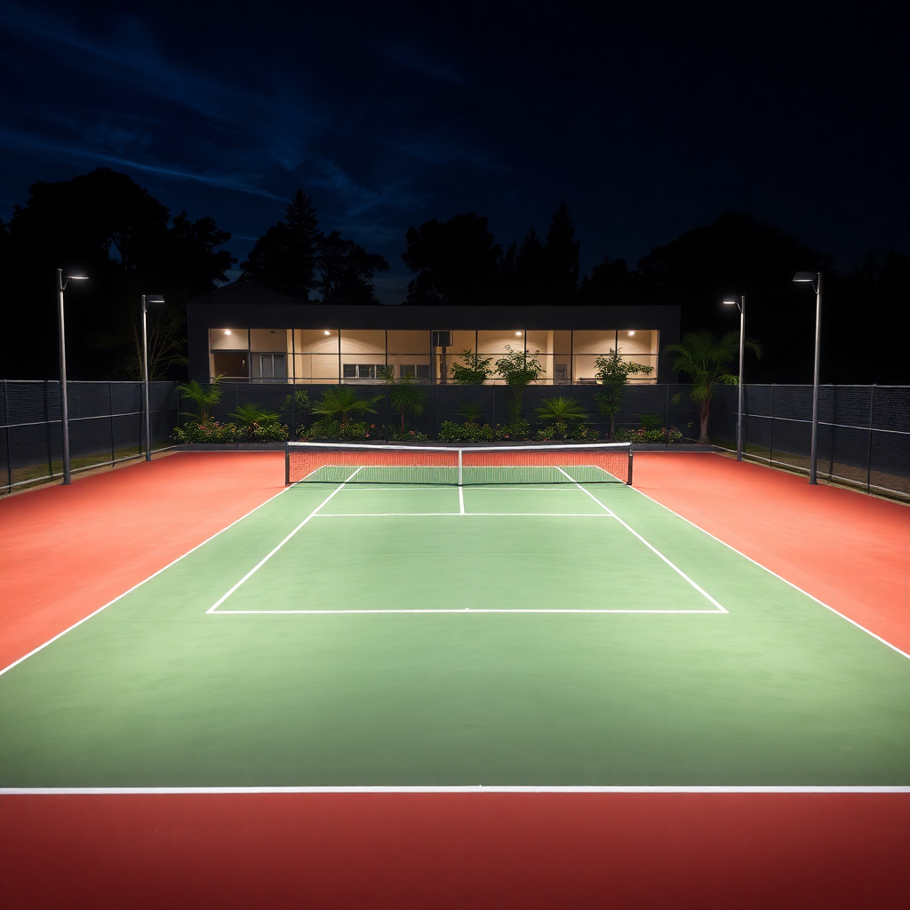tennis court hard surface, outdoor, professional, modern sports complex