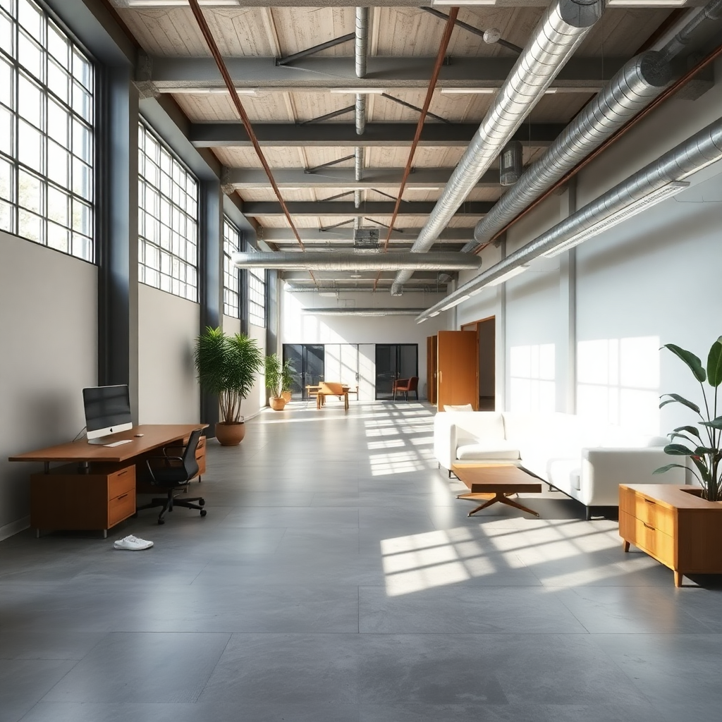 office with concrete tiles