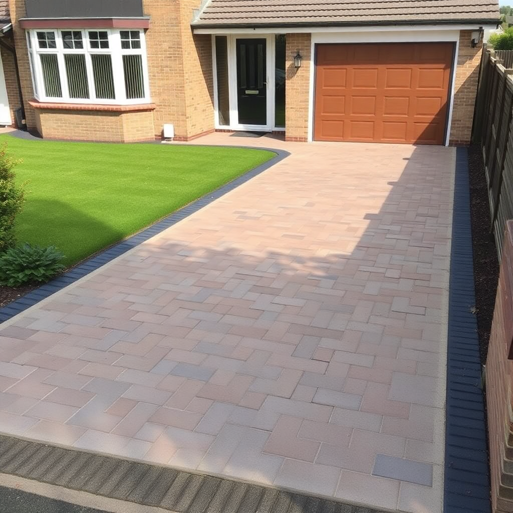 Modern block paved driveway installation