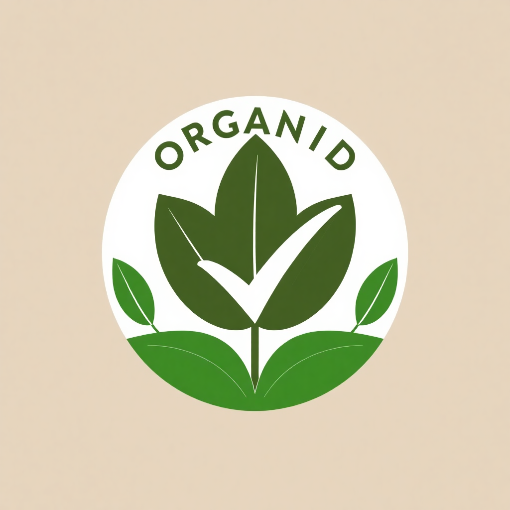 organic certification services logo with leaf and checkmark symbol, professional design
