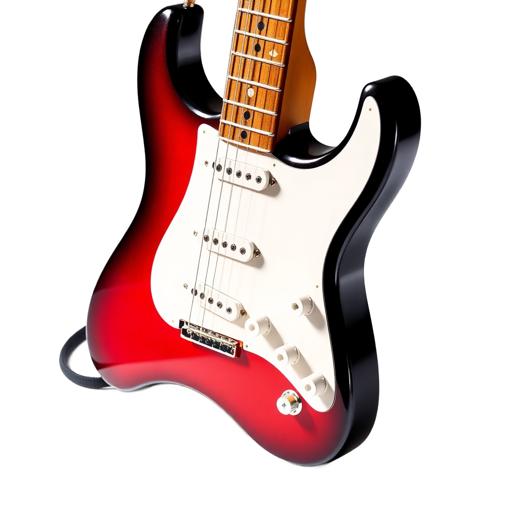 electric guitar on white background, musical instrument product photo