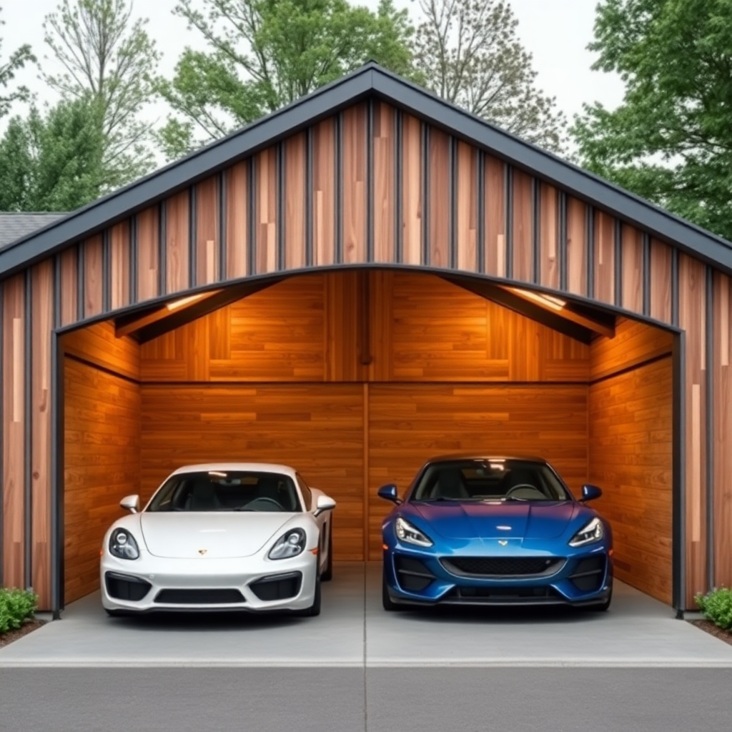 Double metal garage wood texture