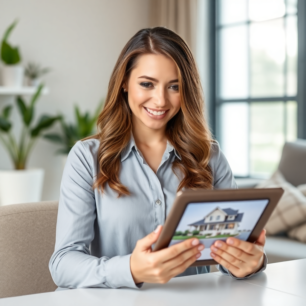 real estate agent showing property on tablet