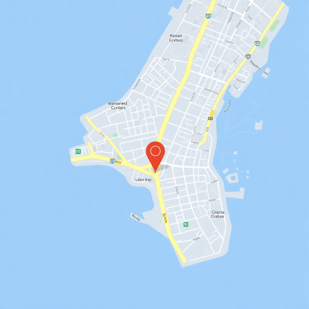 modern clean google maps view of dubai business bay area with a pin marker