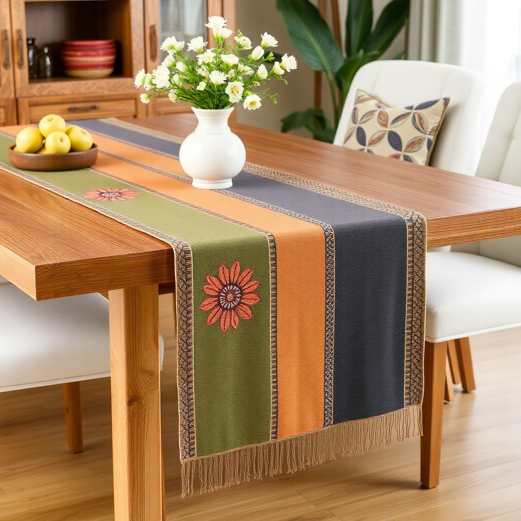 luxury cotton home decor items, table runners, cushion covers, premium home textiles