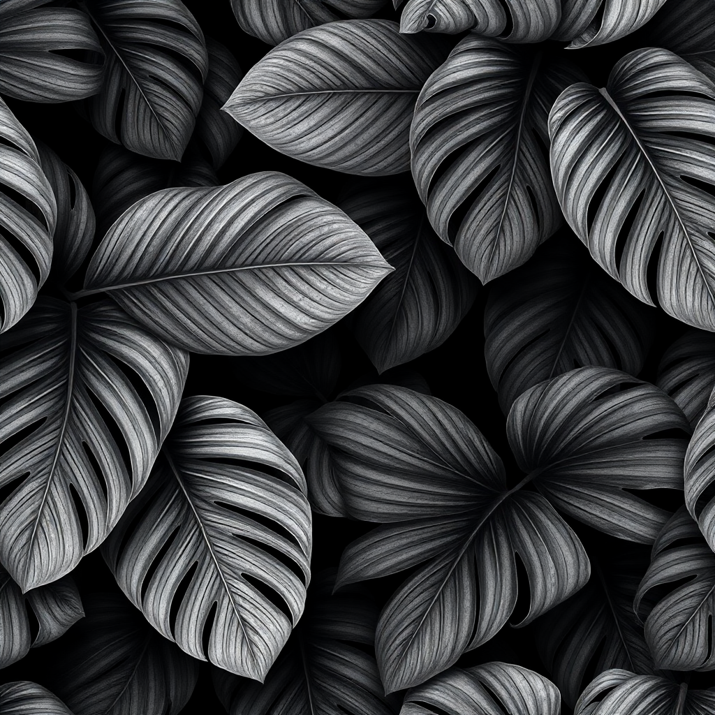 pattern of tropical leaves, monochrome, texture