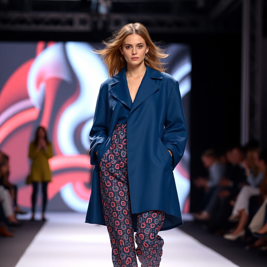 fashion runway model wearing contemporary designer outfit