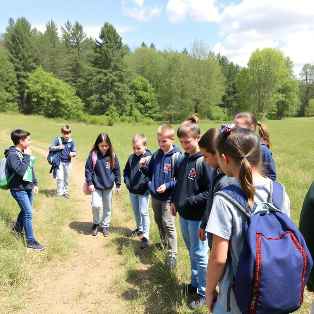 school outdoor activity with students on field trip