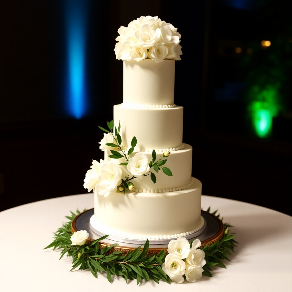 wedding cake elegant multi-tier white flowers decoration