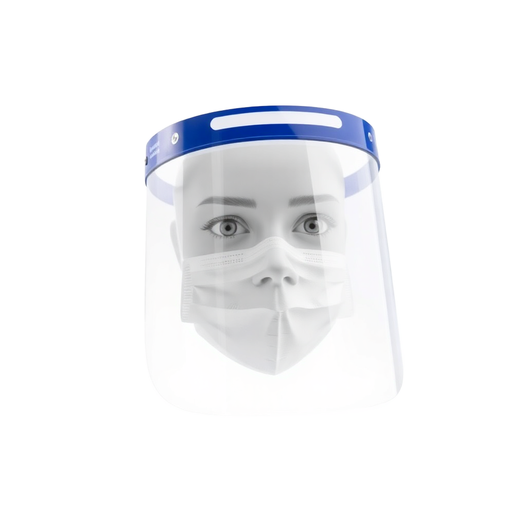 face shield medical protective visor clear plastic shield healthcare professional PPE, product photography white background
