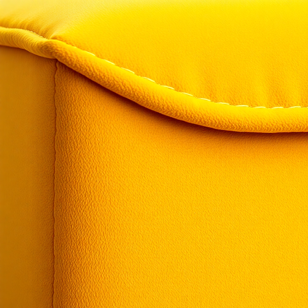close up texture detail of yellow velvet fabric luxury furniture macro shot
