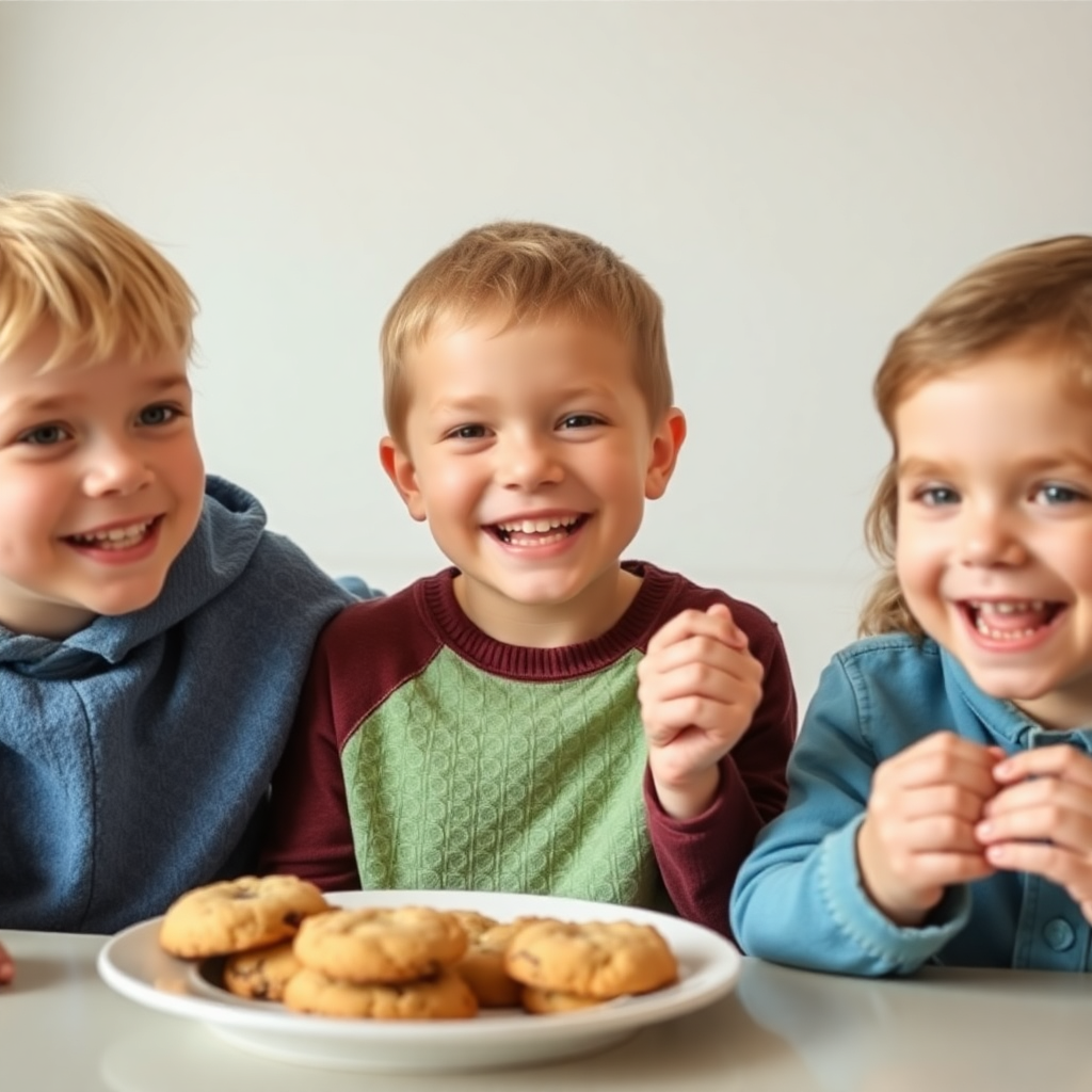 kids eating cookies smiling