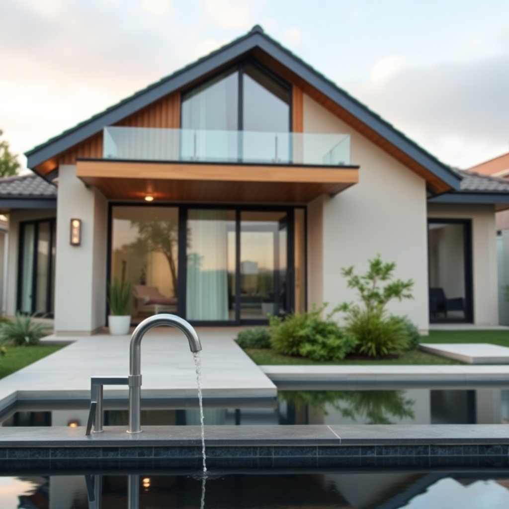 modern family home with smart water monitoring system, lifestyle photography