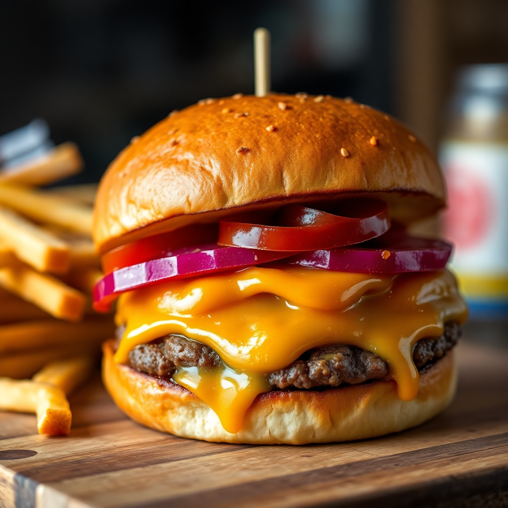 delicious cheeseburger close up photography