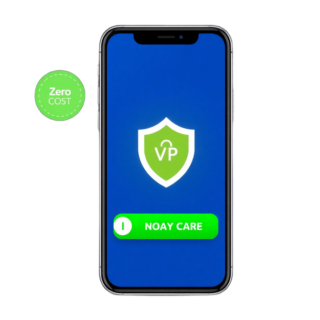 smartphone with free VPN app interface