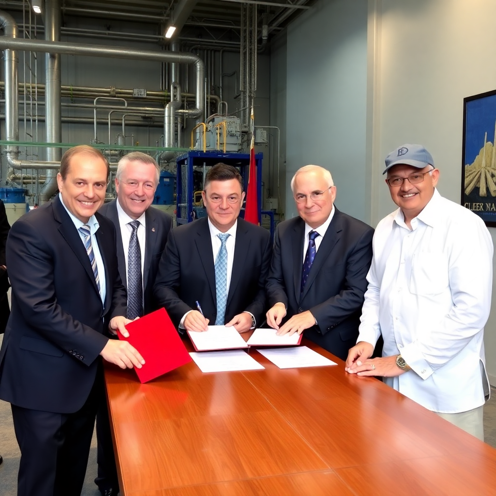 new EPC project contract signing ceremony with executives and oil industry facility