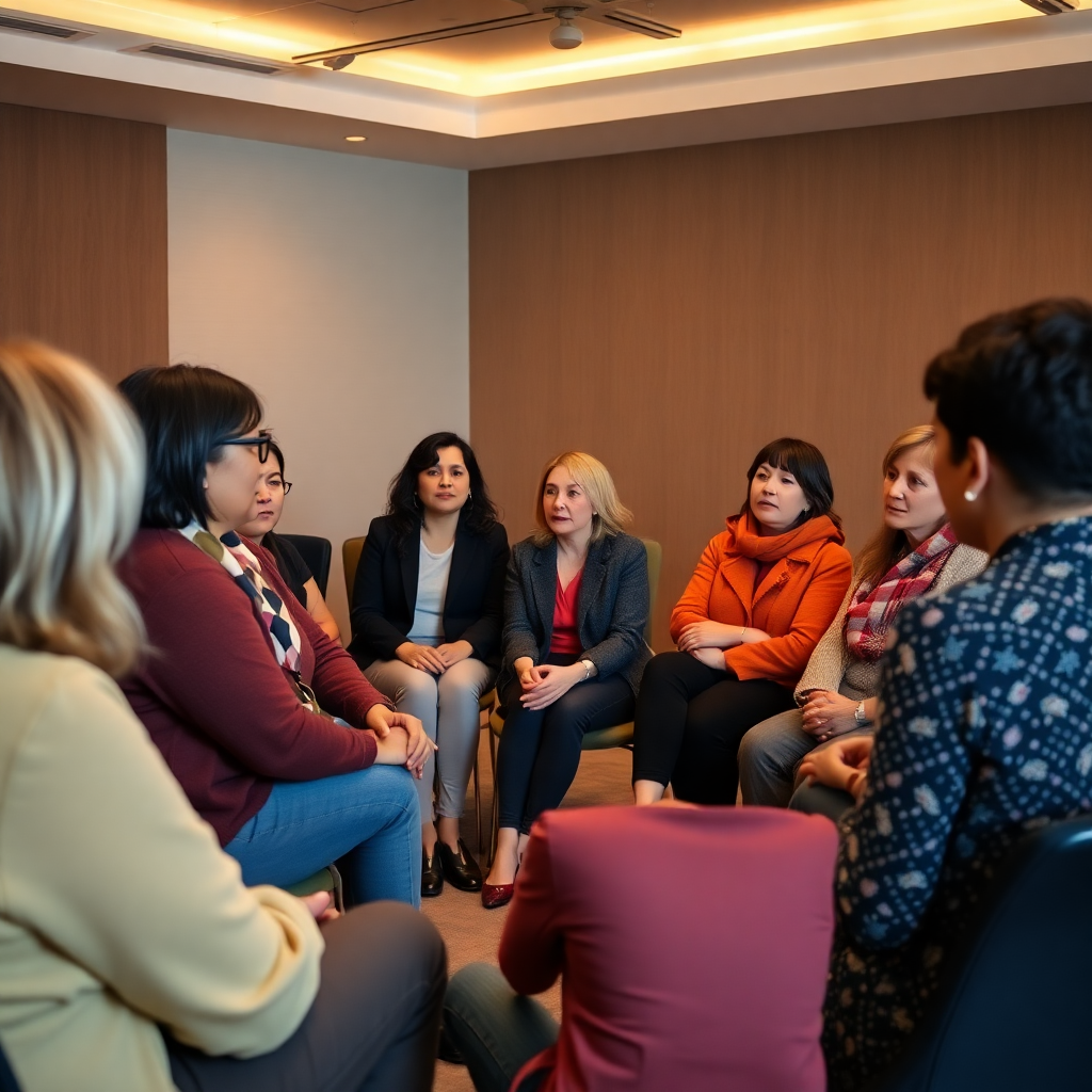 Diverse caregivers in a workshop setting