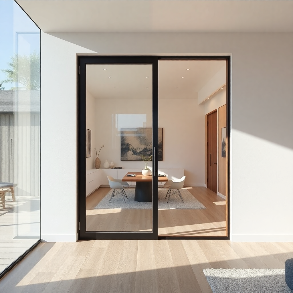 stylish modern aluminium sliding door interior, minimalist design