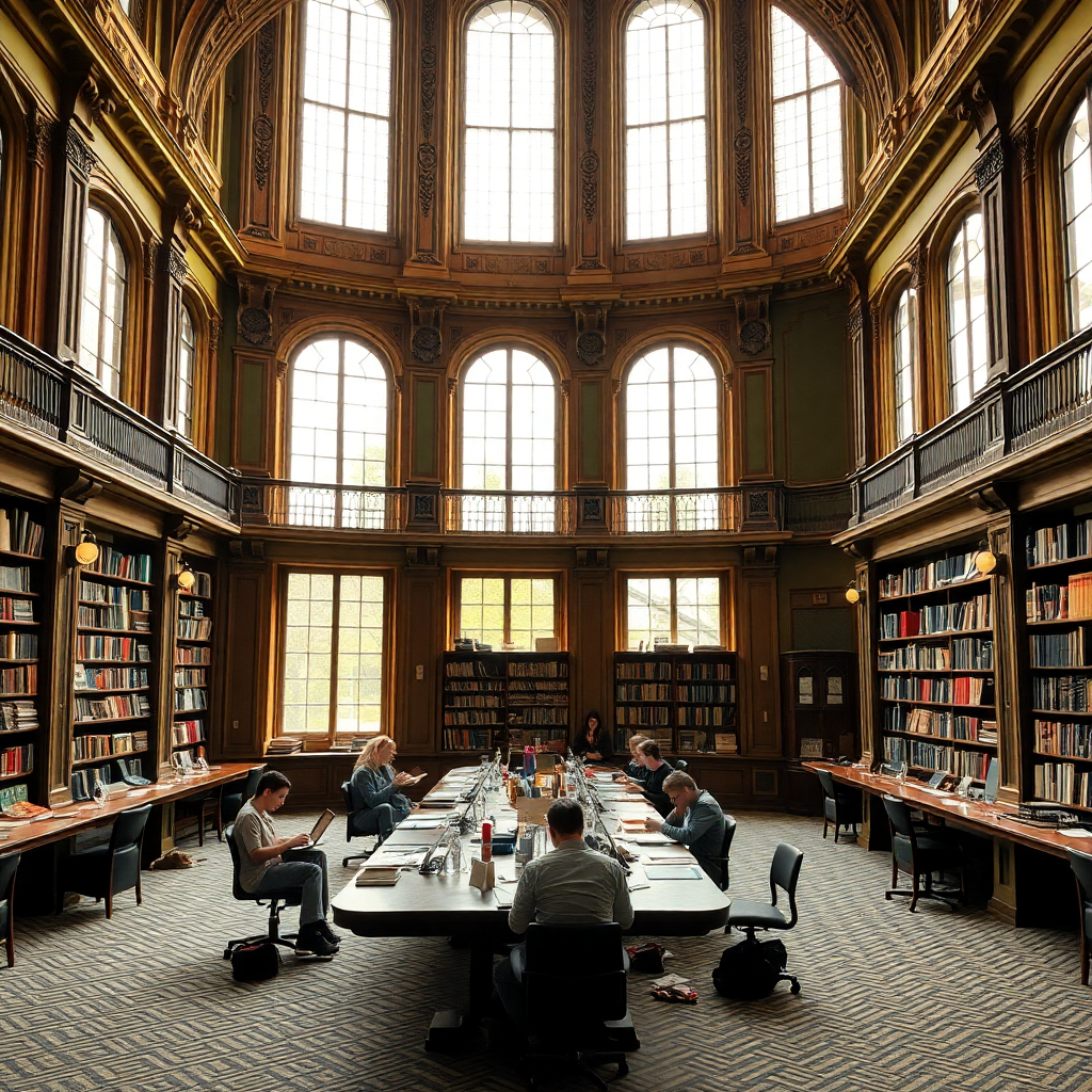 Students studying in library