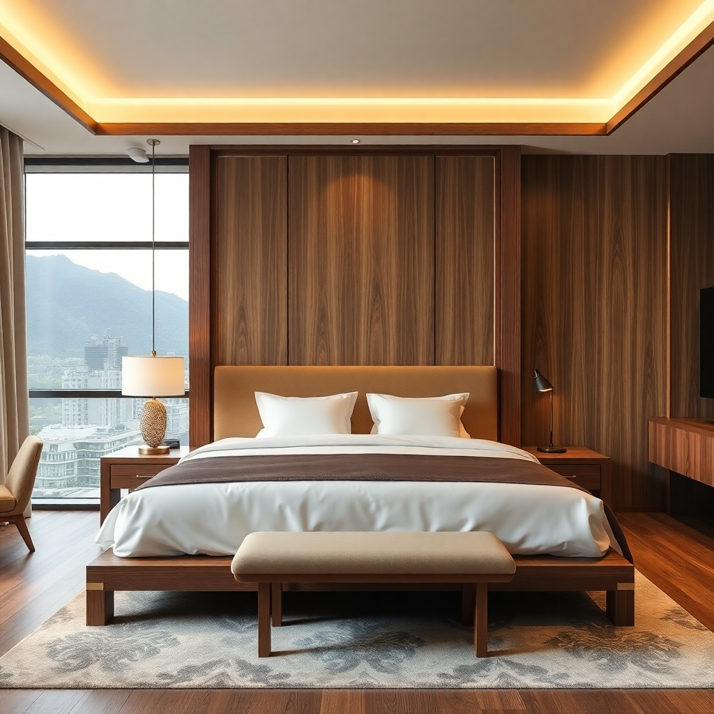 luxury hotel deluxe room wood aesthetic
