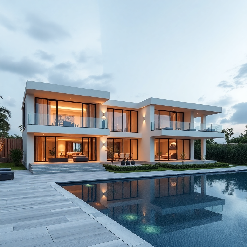 luxury residential villas modern architecture with pool