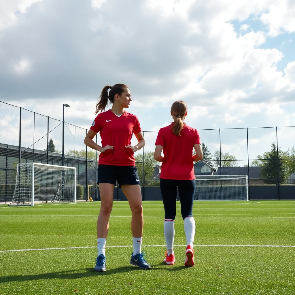 modern football training ground, multiple pitches, women