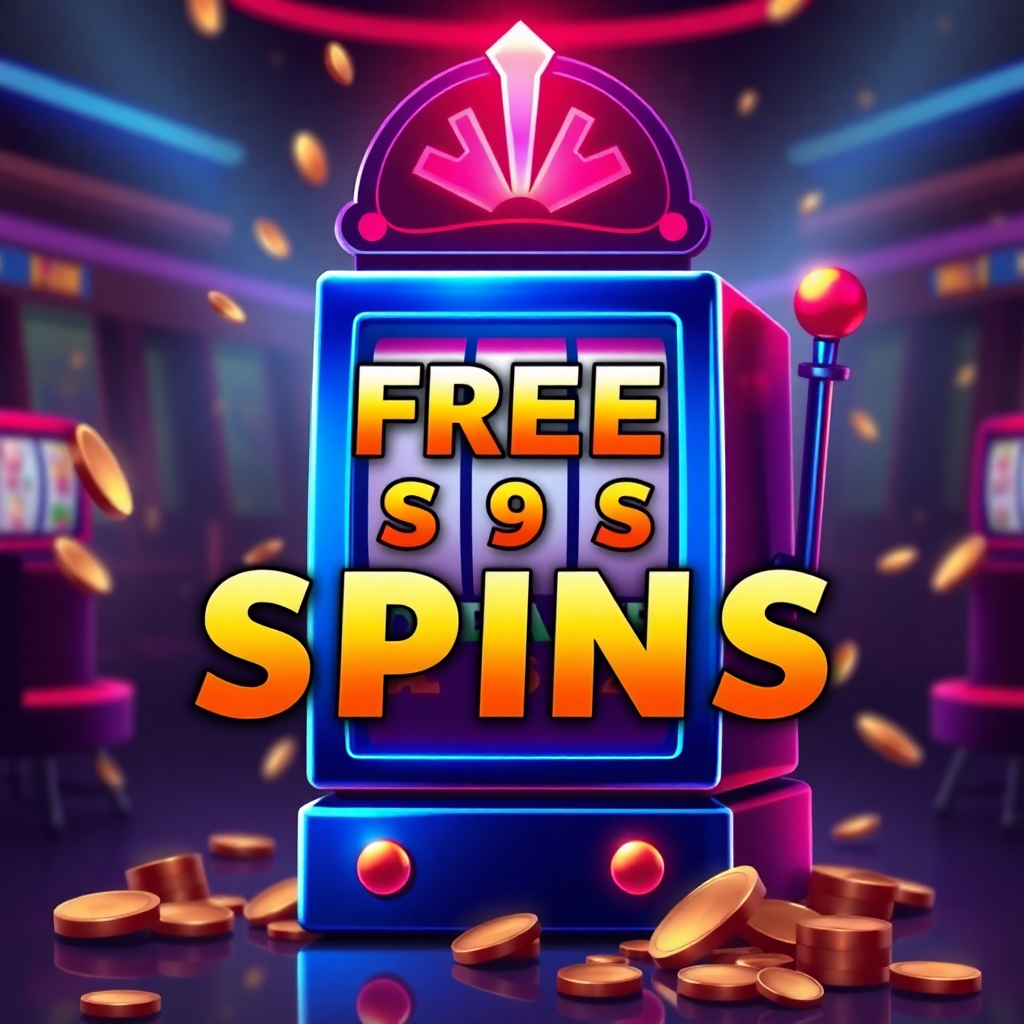 slot machine with free spins text, casino promotion