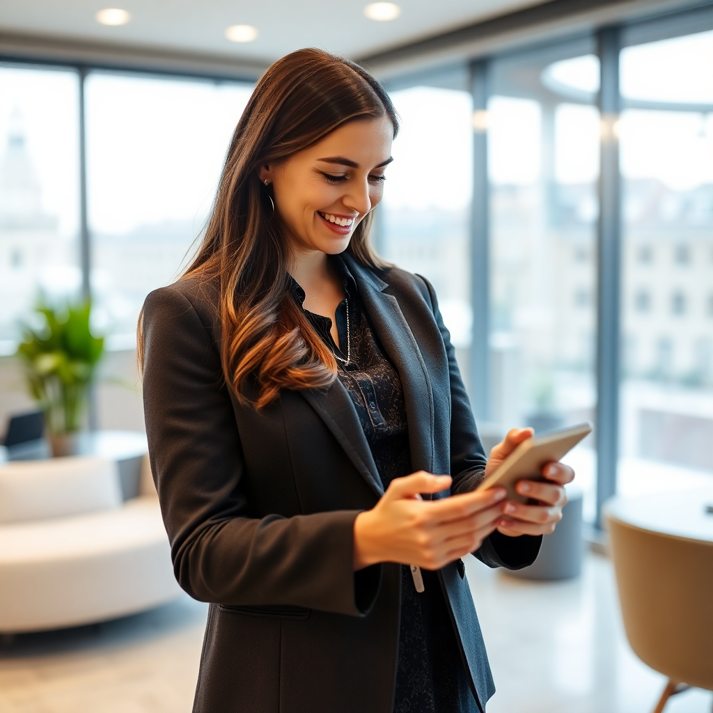 real estate agent using phone technology for client outreach