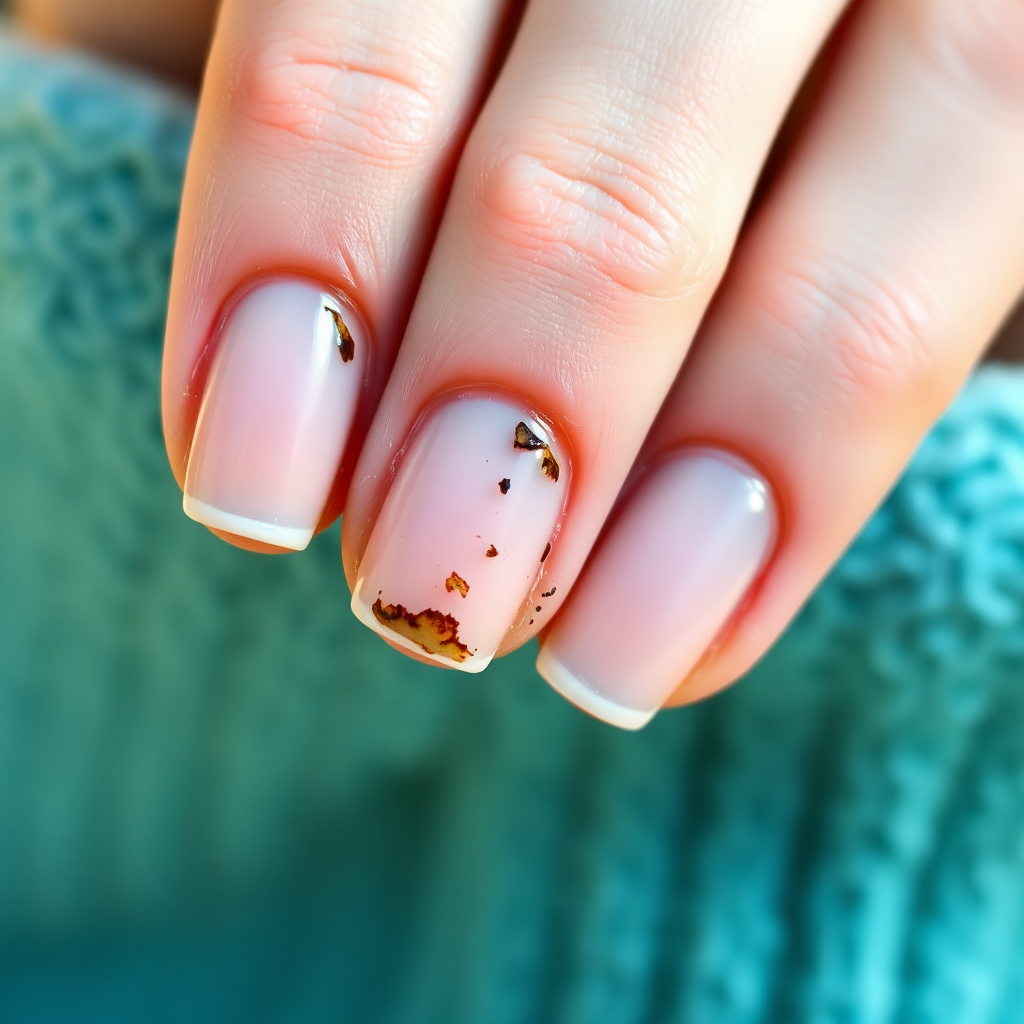 damaged nails before manicure, close-up, natural lighting